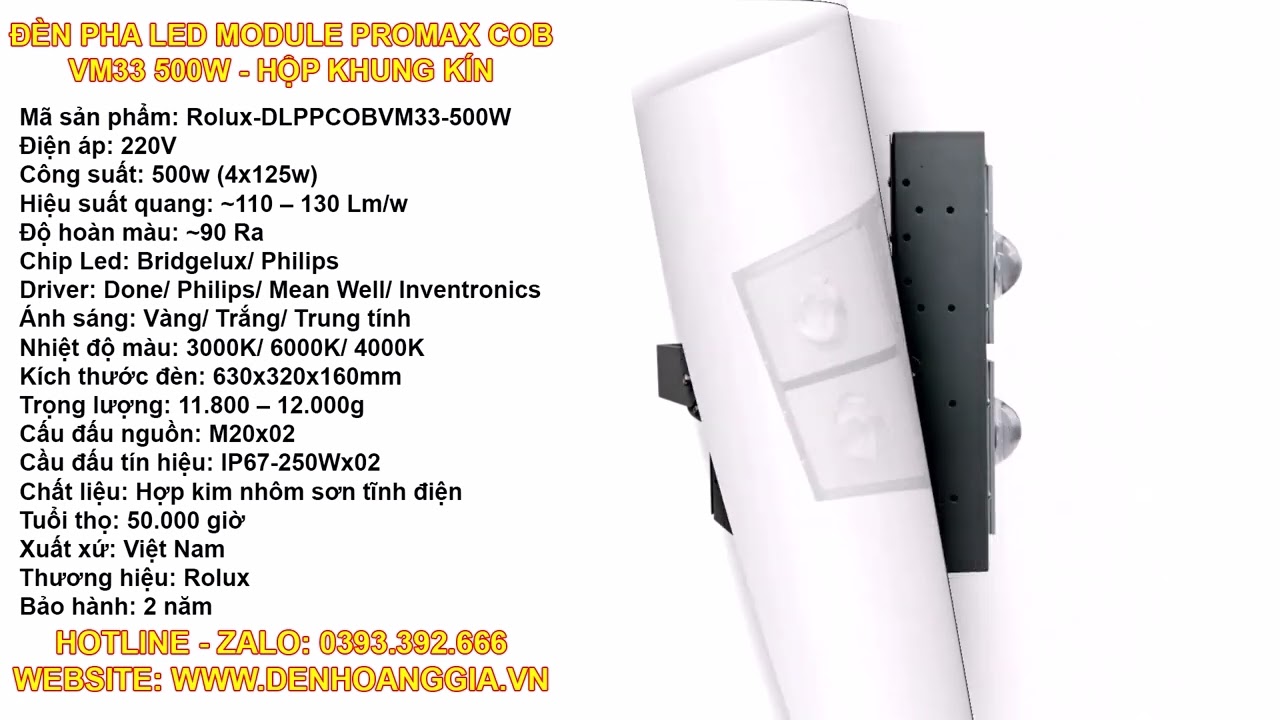 Đ&egrave;n pha led Module Promax COB VM33 500w (hộp khung k&iacute;n)