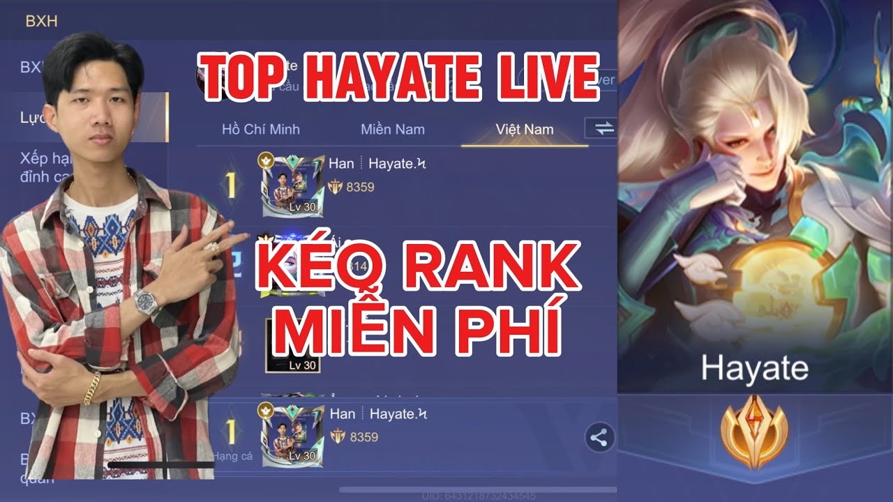 Top Hayate Live Kéo Rank Đầu Mùa Kim Cương Tinh Anh Cao Thủ (3/2)