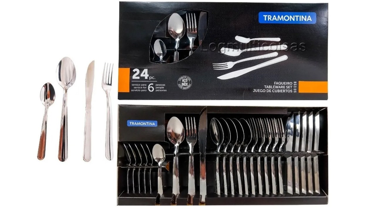 Faqueiro 24 Peças Buzios Inox 23799071 Tramontina Cor Cinza claro