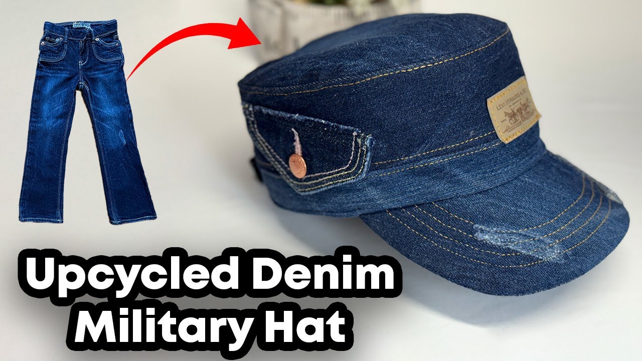 RECYCLED Denim Military Cap Made with Youth Jeans