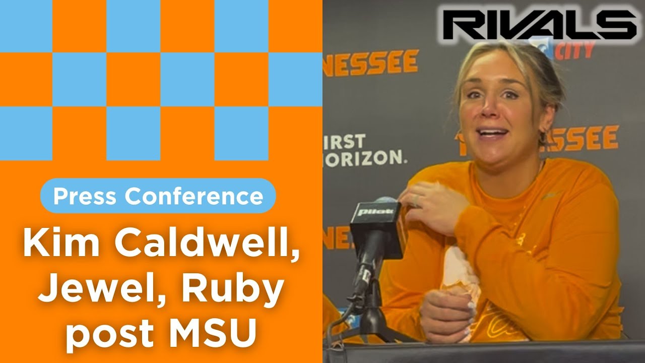 Lady Vols basketball coach Kim Caldwell, players Jewel Spear and Ruby Whitehorn react to MSU
