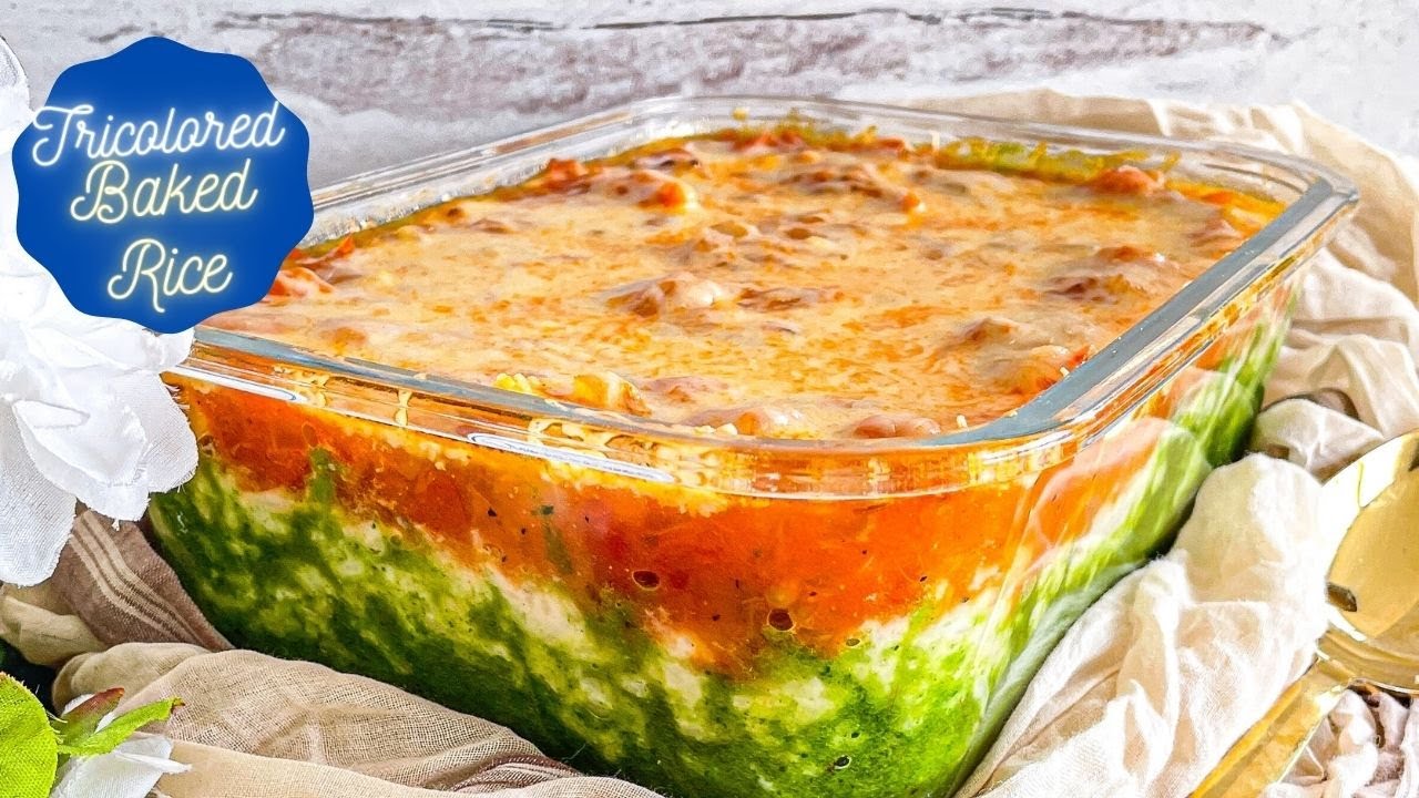 Tri colored Baked Rice- a delicious Vegetarian Indian fusion recipe fit for Indian National holidays