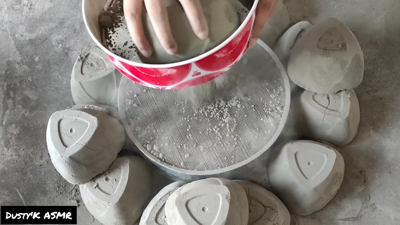 ASMR: dusty silky pure cement sifting with steel sieve/oddlysatifying playing 🤤