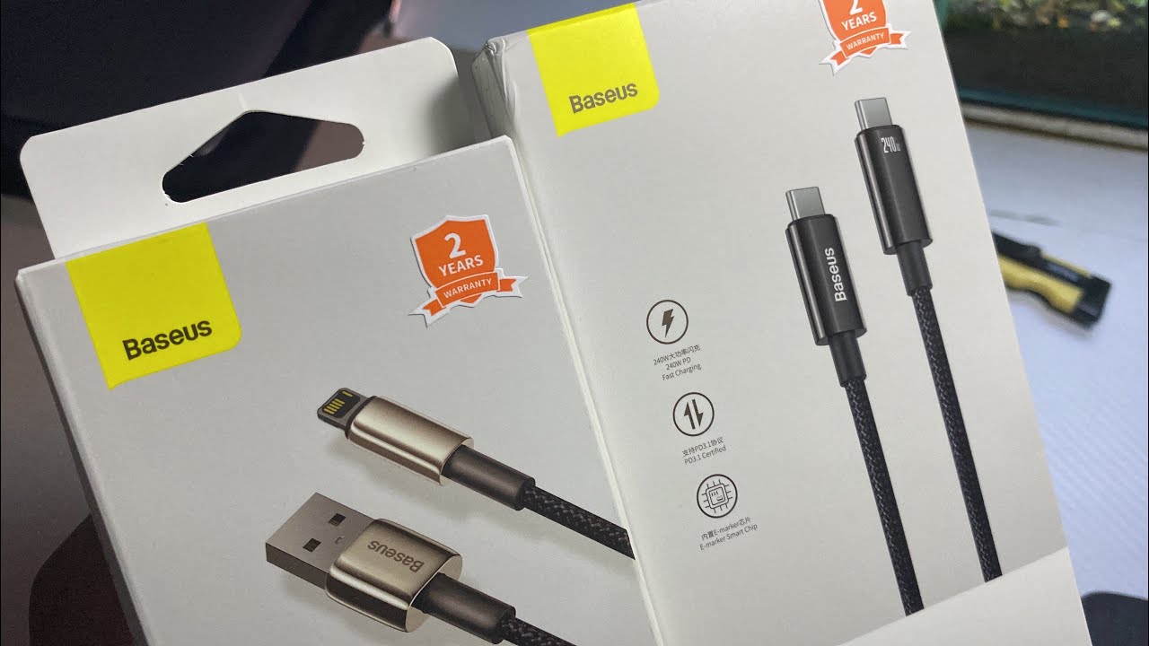 Unboxing Baseus Tungsten Gold Cable Kabel Type C 240 Watt & USB to Lightning