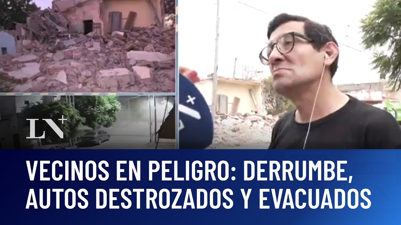 Sarandí: derrumbe, autos destrozados y evacuados