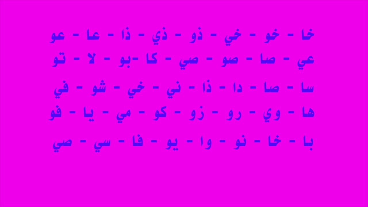 Cours d'arabe: Lecture de syllabes à partir des 20 lettres