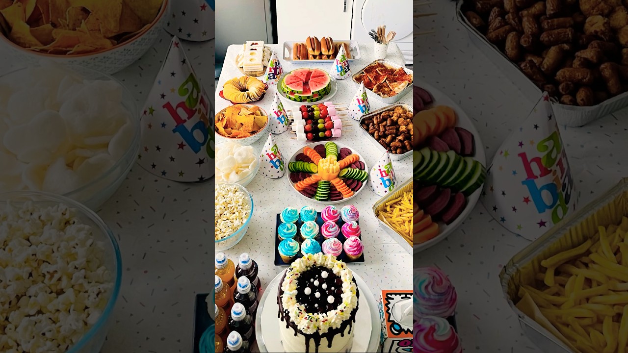 How to setup kids birthday party food | MINIMAL DECOR | Quick and Simple #kidspartyideas #momlife