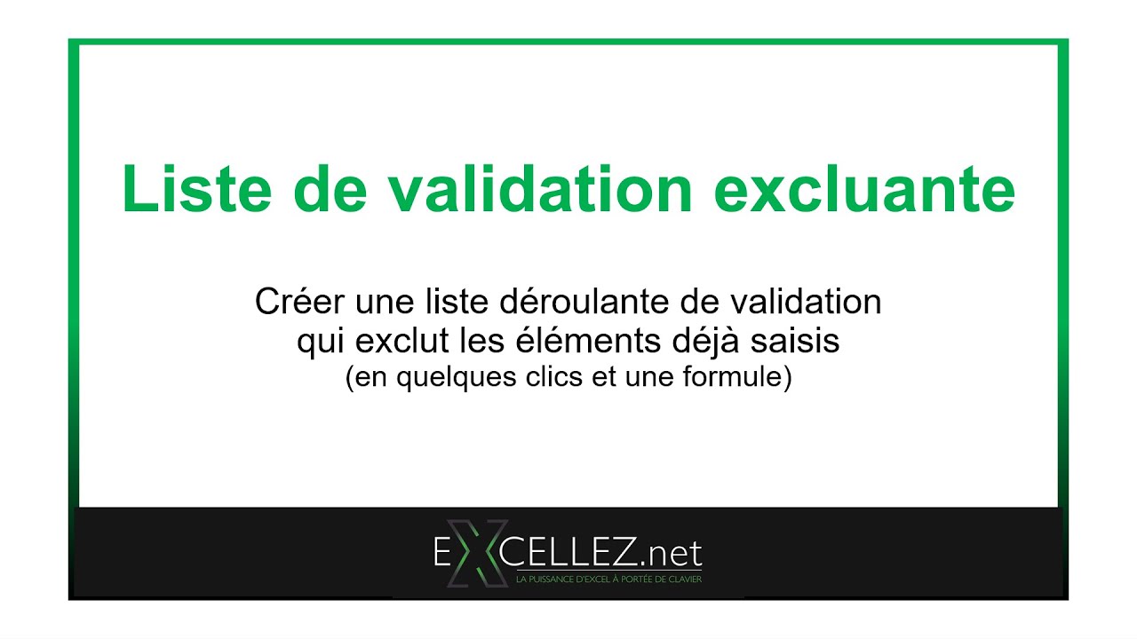 Excel 365: Créer une liste de validation qui exclut les éléments déjà choisis