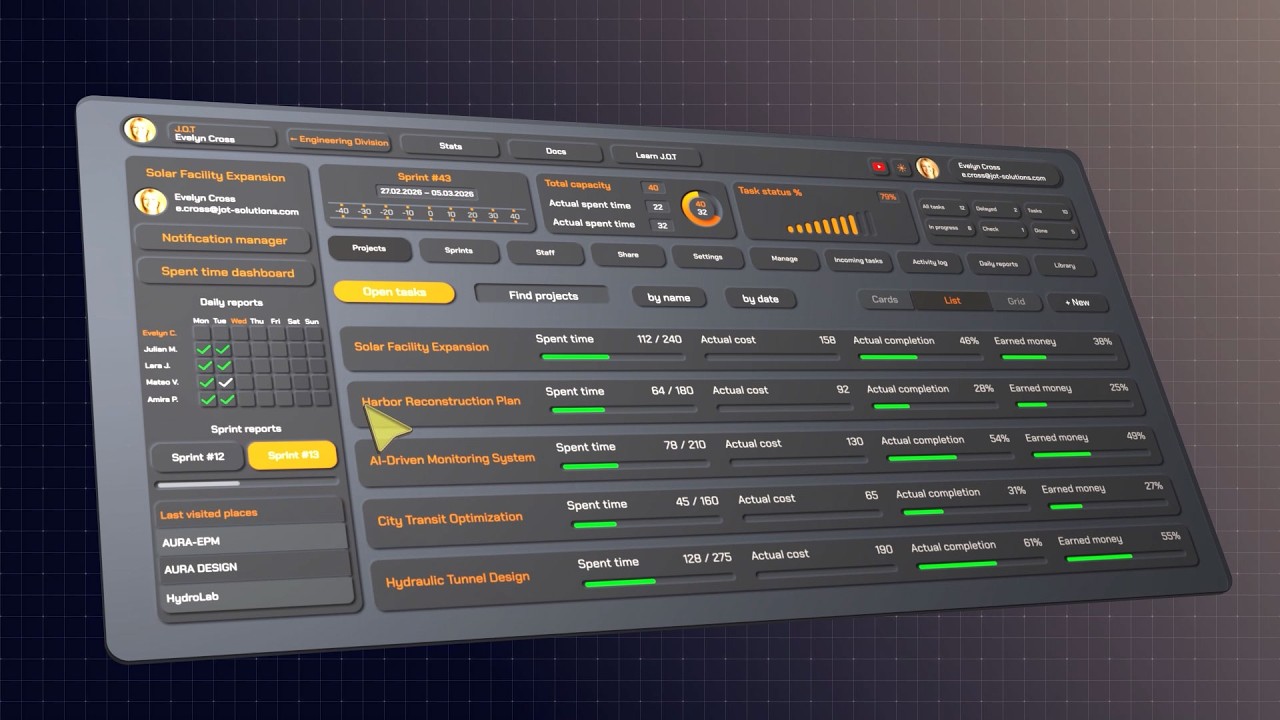 J.O.T APP:  Remote Project Management & Precision Time Tracking for Engineering Teams