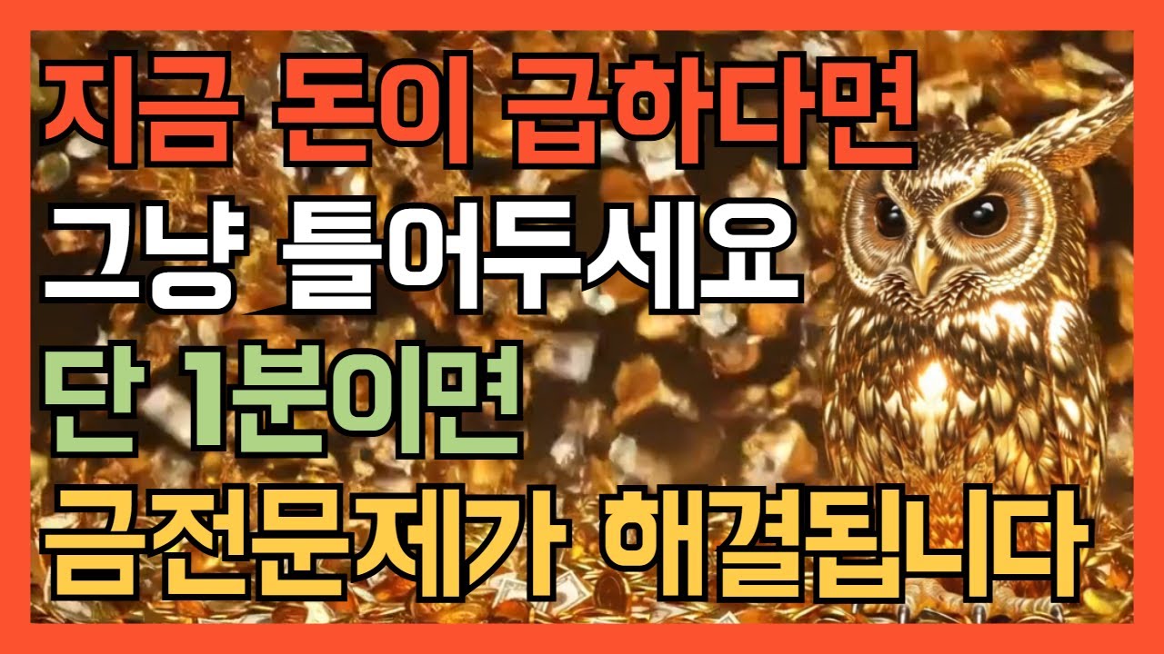 1분이면 금전운이 폭발합니다 🌕 888hz 황금 부엉이 금전 재물 횡재수 귀인 주파수