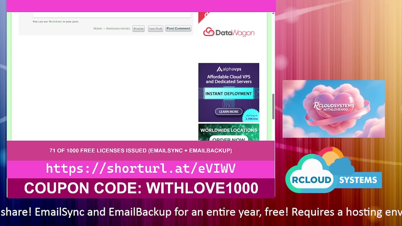 EmailSync and EmailBackup 1000 license giveaway event