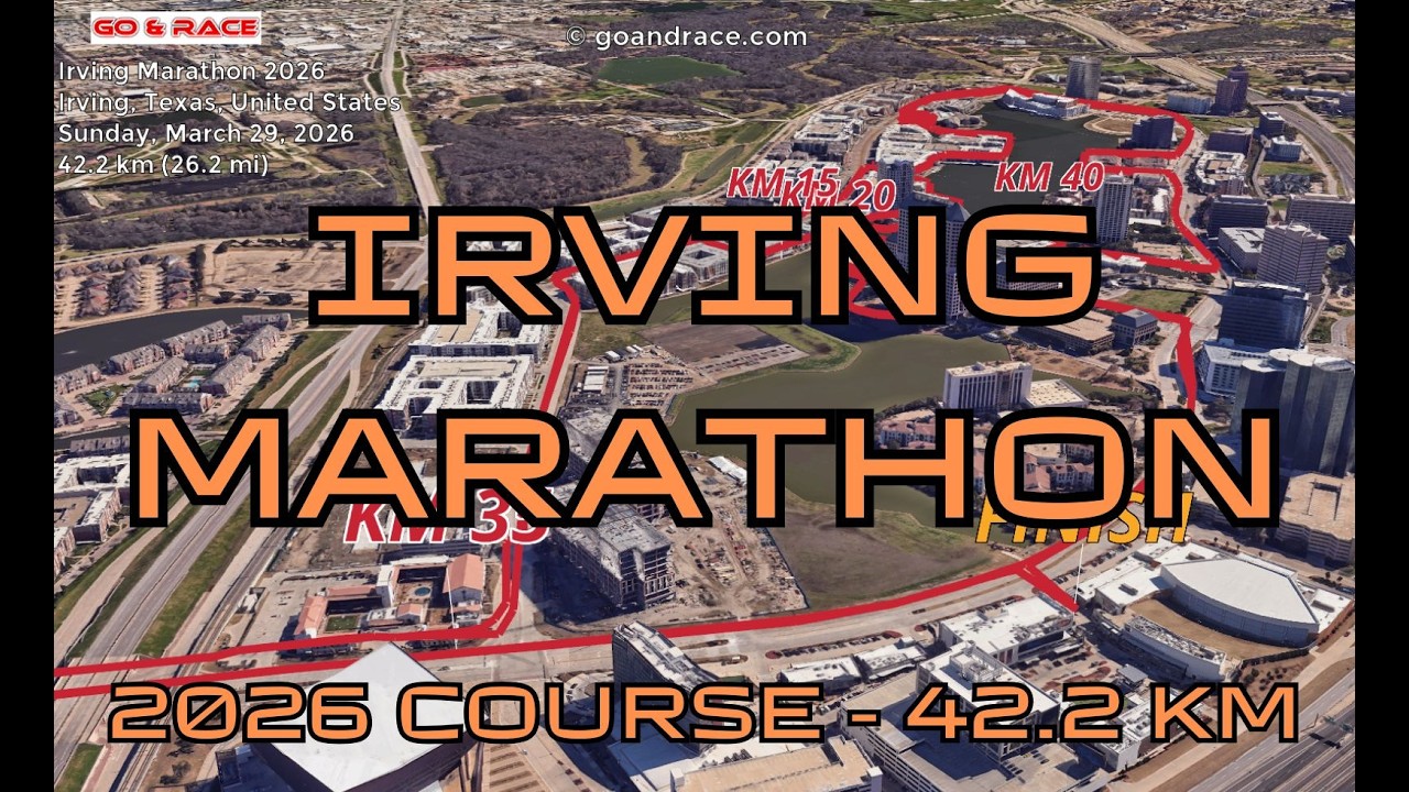 Irving Marathon 2026: 3D Video Course Map | 42.2 km - Irving