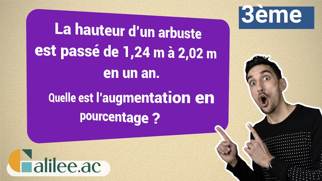 POURCENTAGE d'AUGMENTATION entre 2 VALEURS -  Exercice Corrigé - Maths Troisième