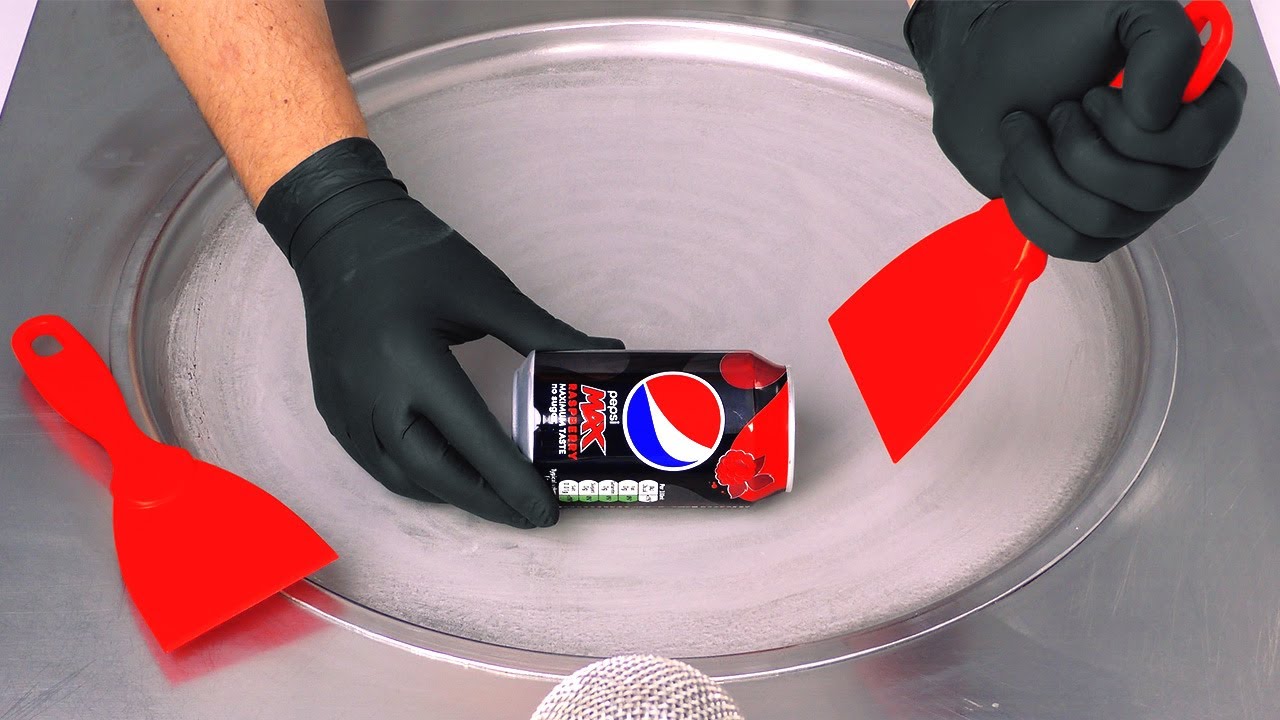 Ice Cream Experiment: turning Pepsi Max & Raspberry to Ice Cream | Ice Cream Rolls - Food ASMR