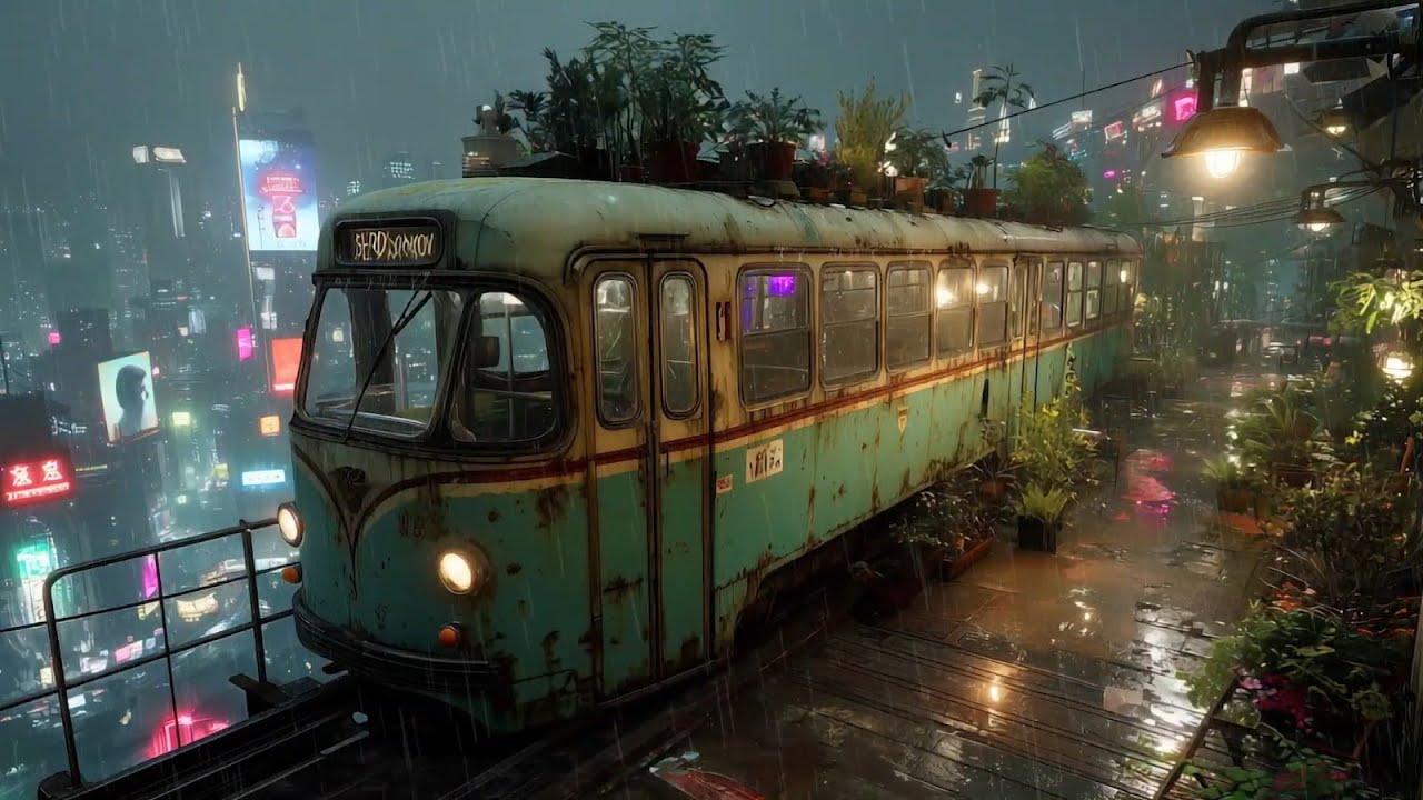 Nightfall Cyber Peace 🌧️ | Calm Cyberpunk Lofi for Heavy Thoughts -  Lofi Music