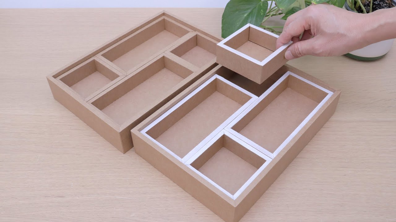 [Cardboard Crafts] DIY Bento Grid Cardboard Organizer #bento #cardboardorganizer #organizing