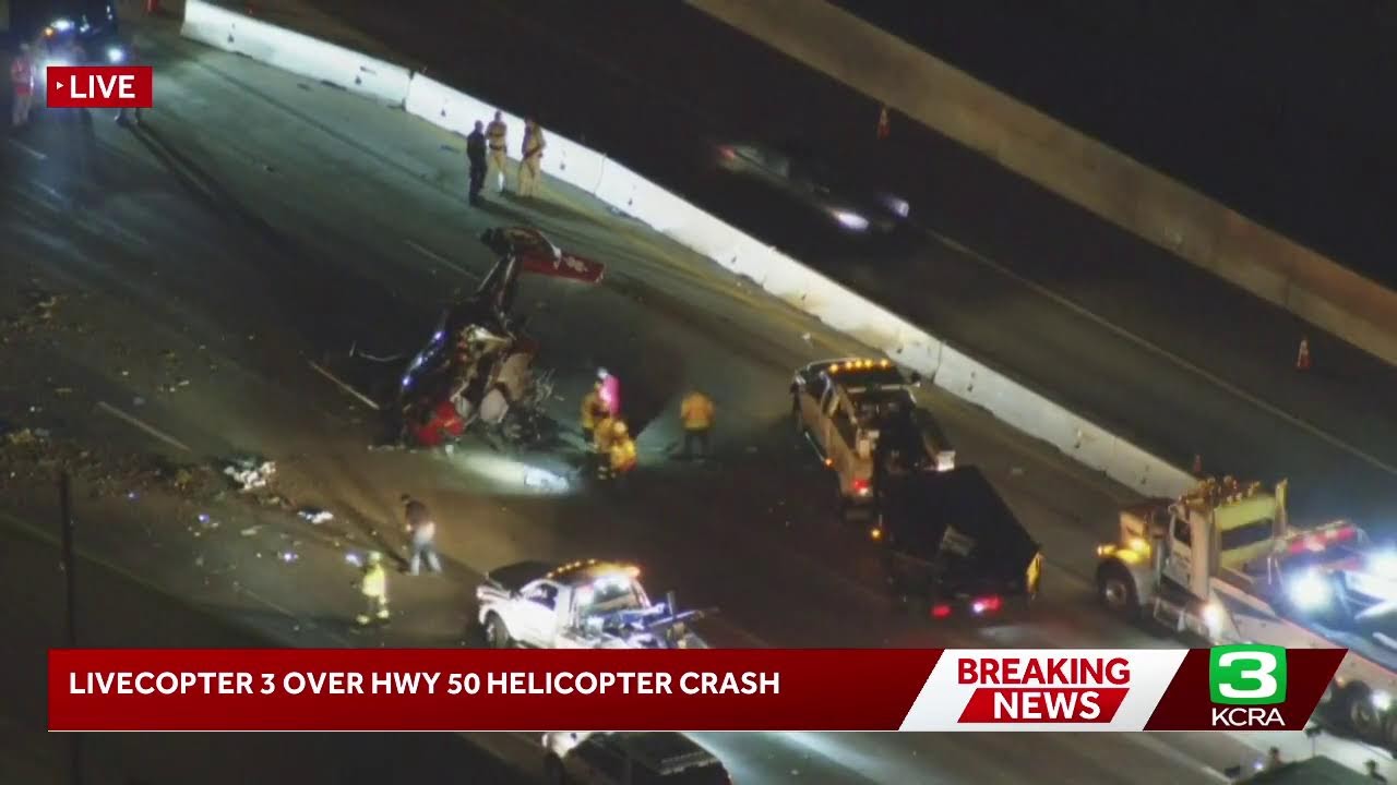LiveCopter 3 is over Highway 50 in Sacramento, where a medical helicopter crashed
