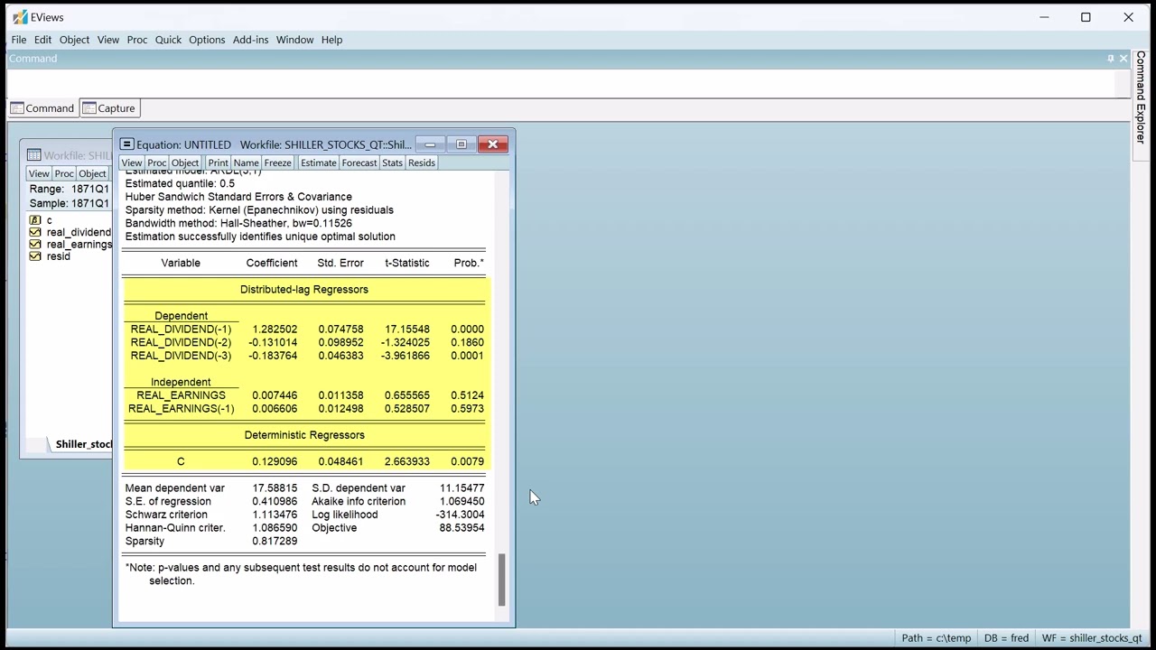 Quantile Autoregressive Distributed Lag (QARDL) in EViews