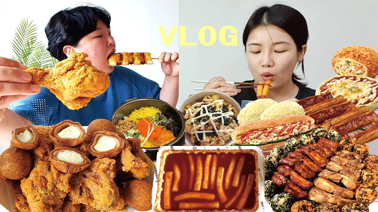먹방 브이로그 (ft. 뿌링클 치즈볼 신전떡볶이 파리바게트 빵 쪽갈비 순대 참치마요 길거리 토스트 알밥 모둠튀김 ) Mukbang VLOG