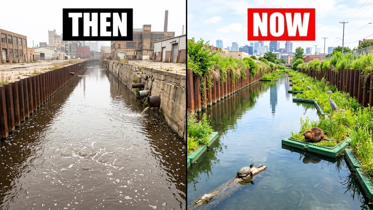 Chicago's Toilet River Is Now Covered in Floating Gardens — The Before/After Doesn't Look Real