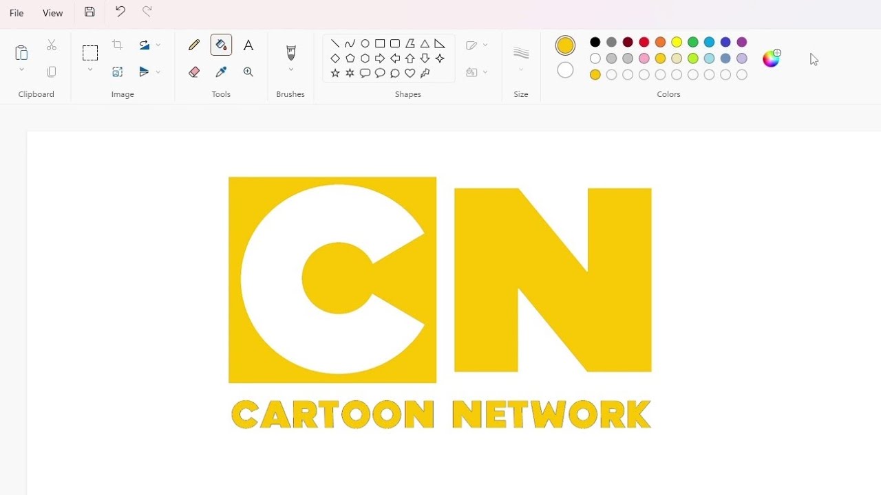 How to draw a yellow Cartoon Network logo using MS Paint | How to draw on your computer