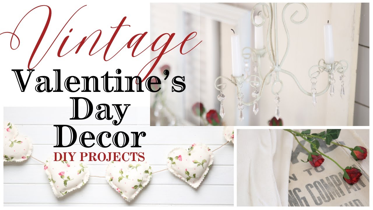 Valentine's Day Mantel Decor ~ DIY Cottage Mantel Decor ~ Vintage Valentine's Day ~ DIY Home Decor