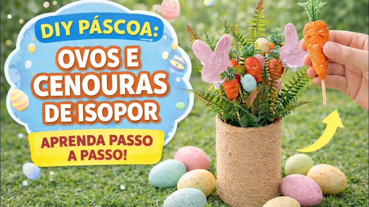 Como Fazer Ovos e Cenouras de Isopor para Páscoa | Arranjo de Páscoa Fácil e Econômico.
