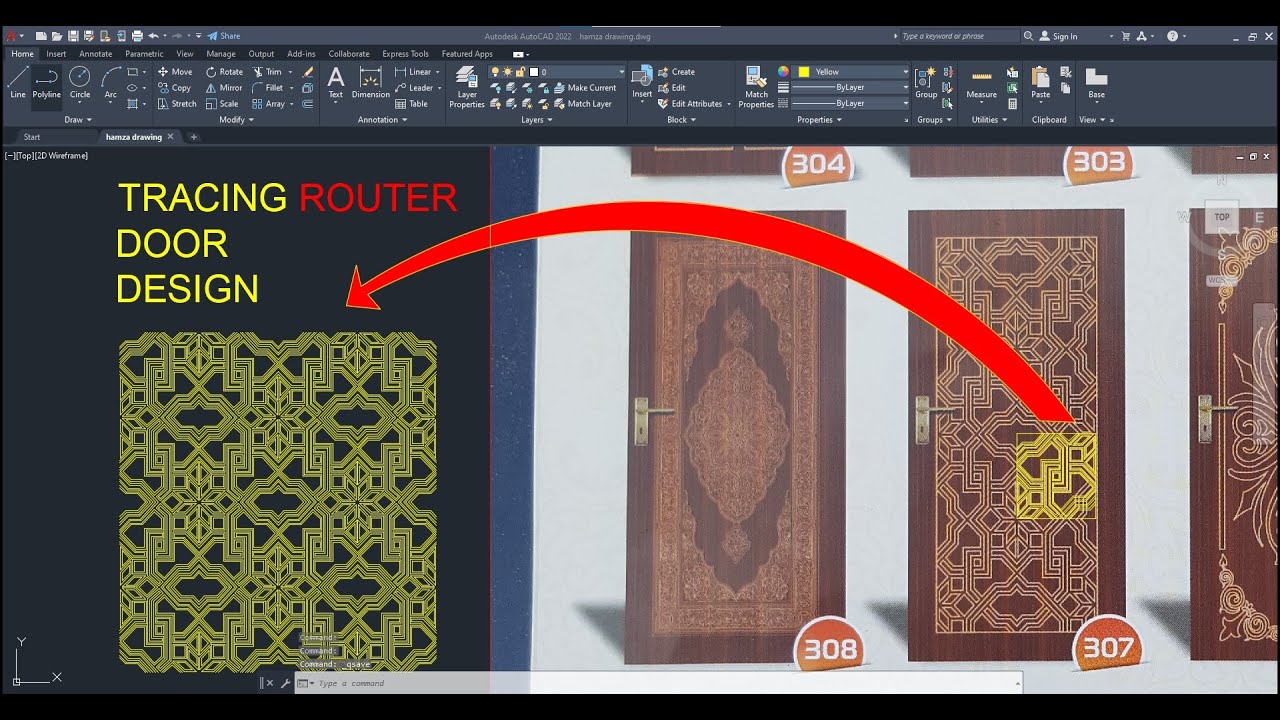 CNC Router Tracing door in AutoCAD design