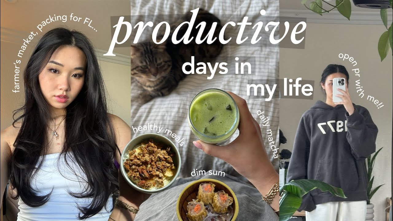 productive diaries 🧺🌷 | how i edit my videos, farmer's market + packing for FL