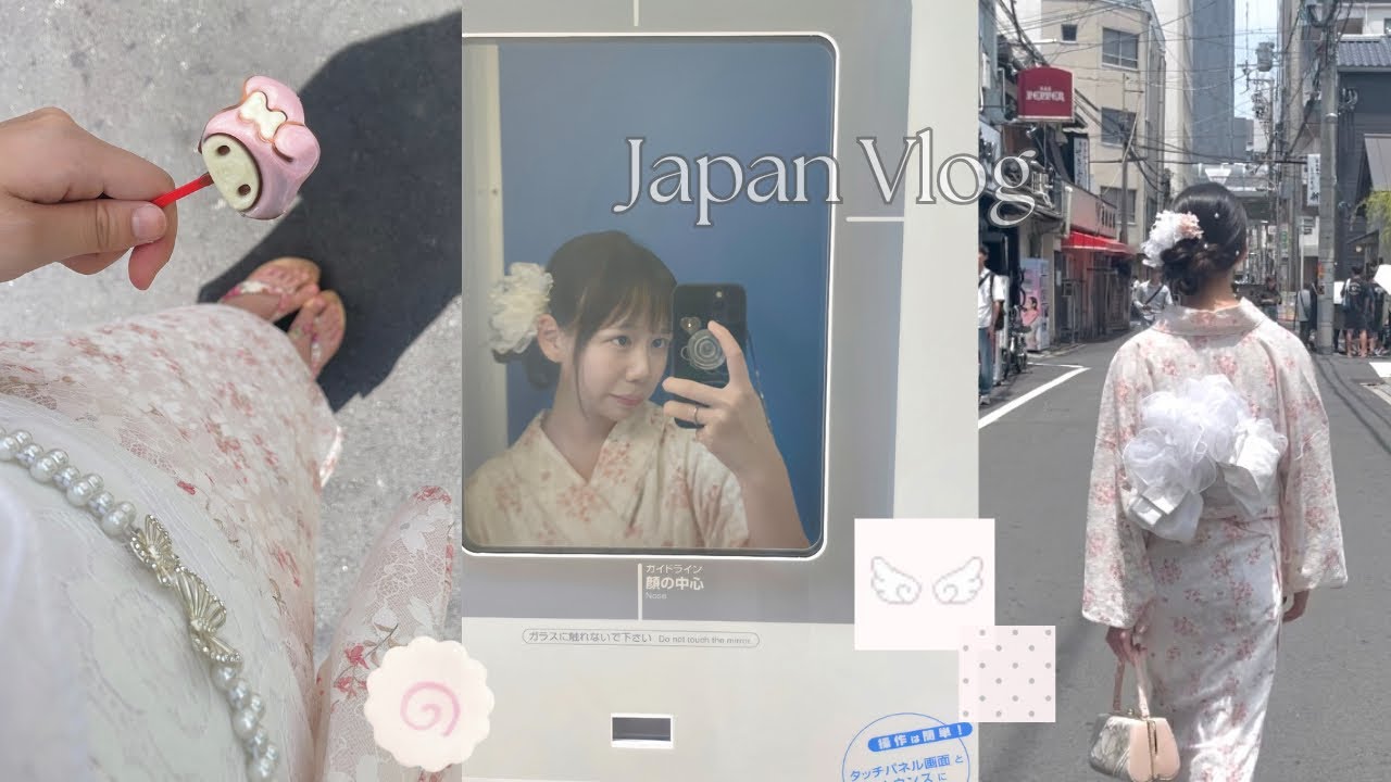 JAPAN VLOG ⋆˚✿  osaka diaries, kimonos, cute shopping & gachas, sanrio cafe, takoyaki