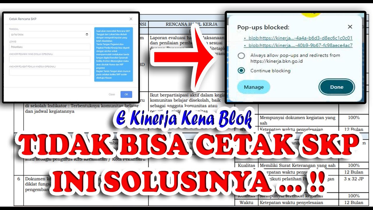 SKP pada E Kinerja Tidak Bisa Dicetak (Kena Blok) Ini Solusinya...!!!