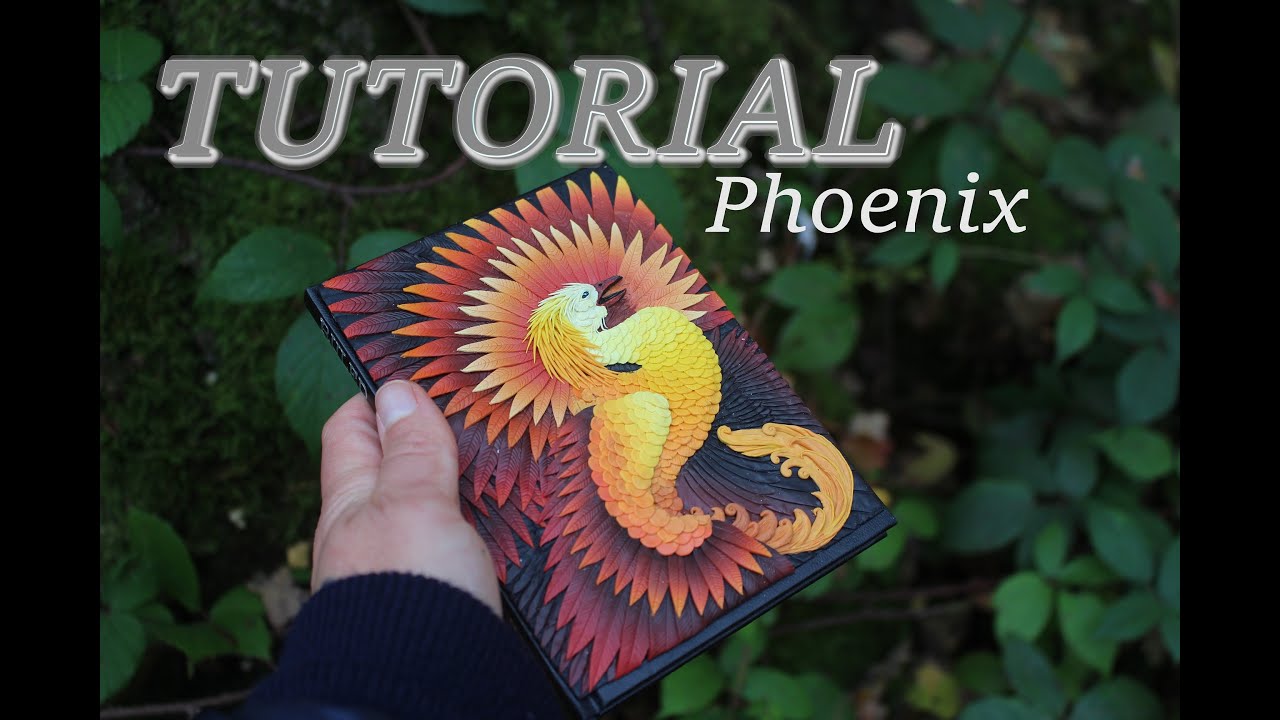 Phoenix TUTORIAL from polymer clay Notebook cover