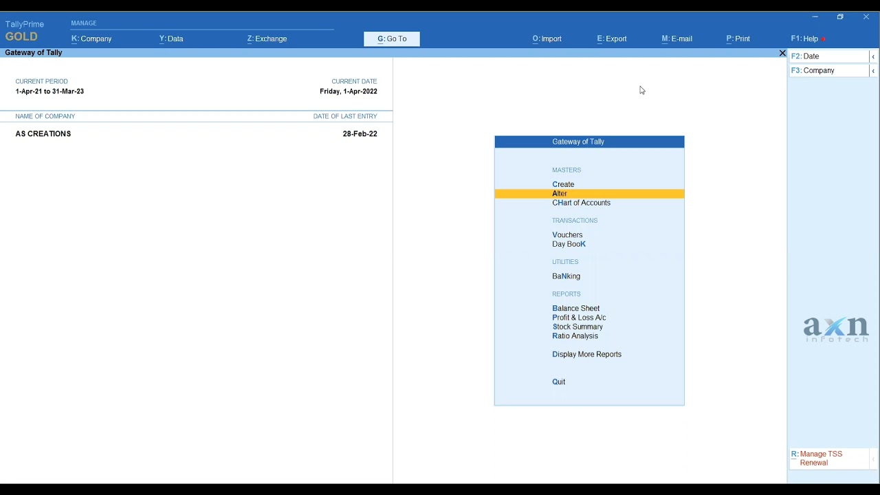 How to Add Financial Year Details into Your Invoice Number ? | Tally Prime | Tamil (AXN Infotech)