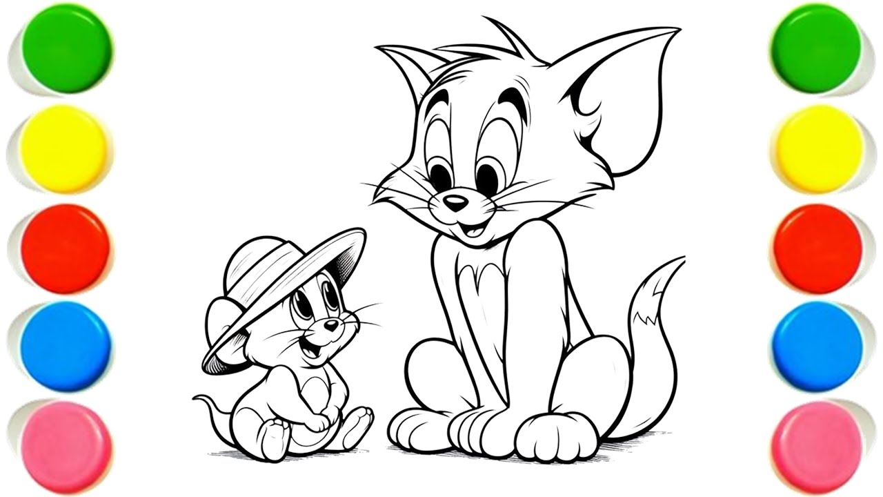 How to Draw Cute Tom and Jerry Cartoon Drawing Video for Kids, Painting & Coloring for Kids, Toddler