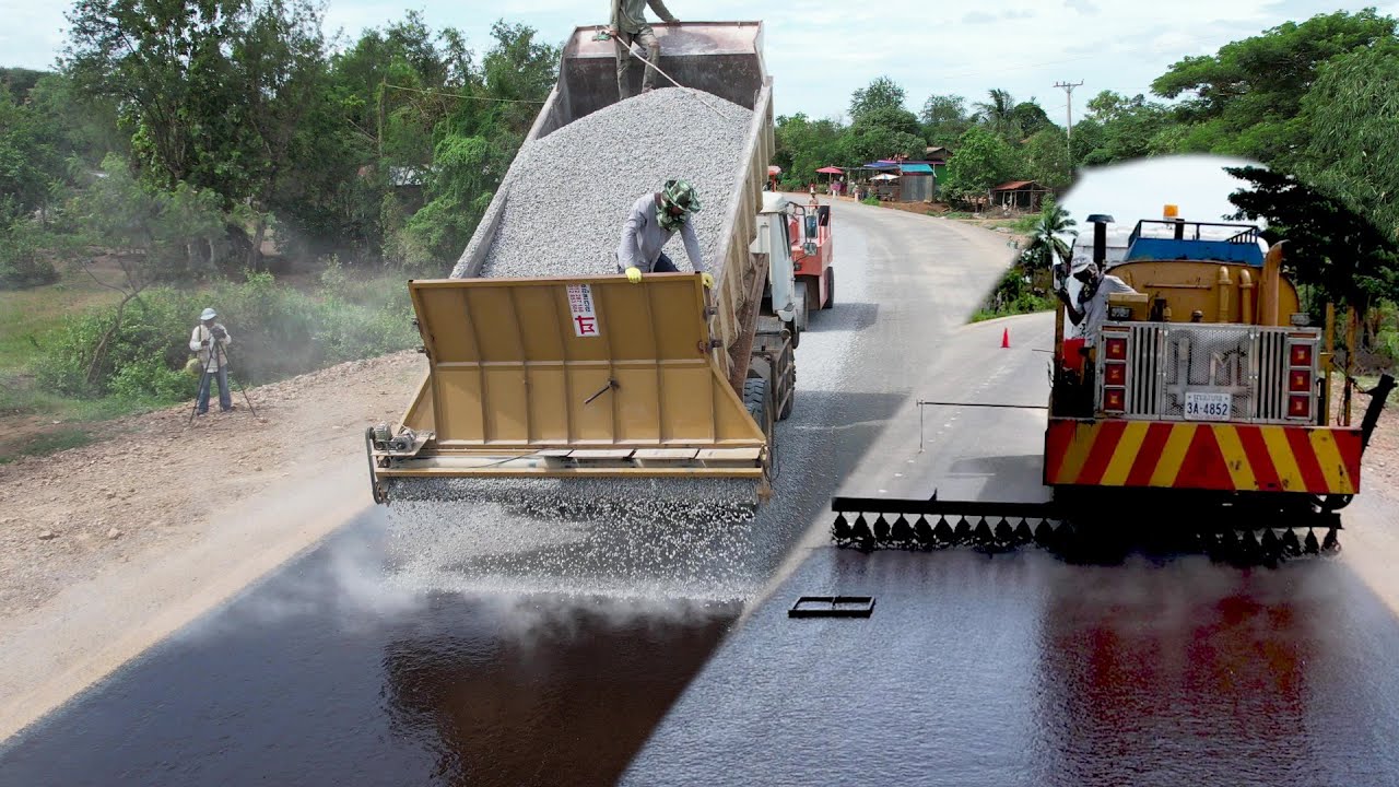 Amazing Step By Step Double bituminous surface treatment pavement Technique (DBST)