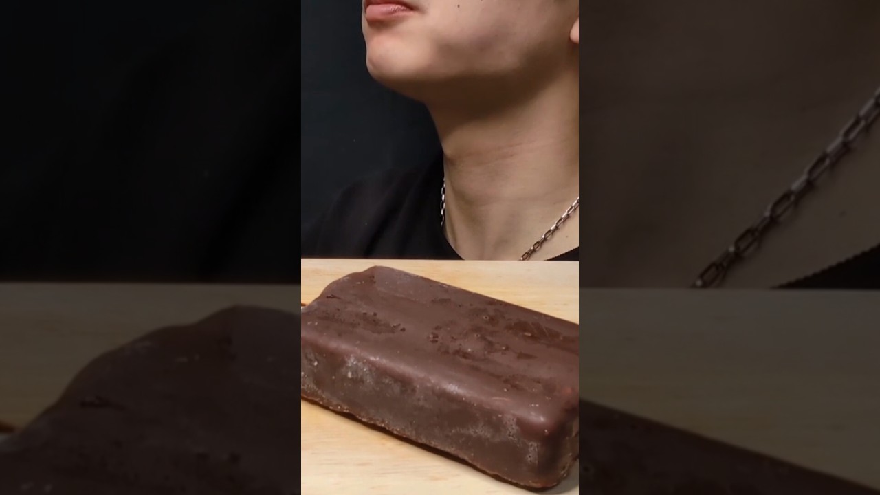 ASMR mukbang 特デカチョコバー バニラ プリン popsicle ice pop vanilla pudding 