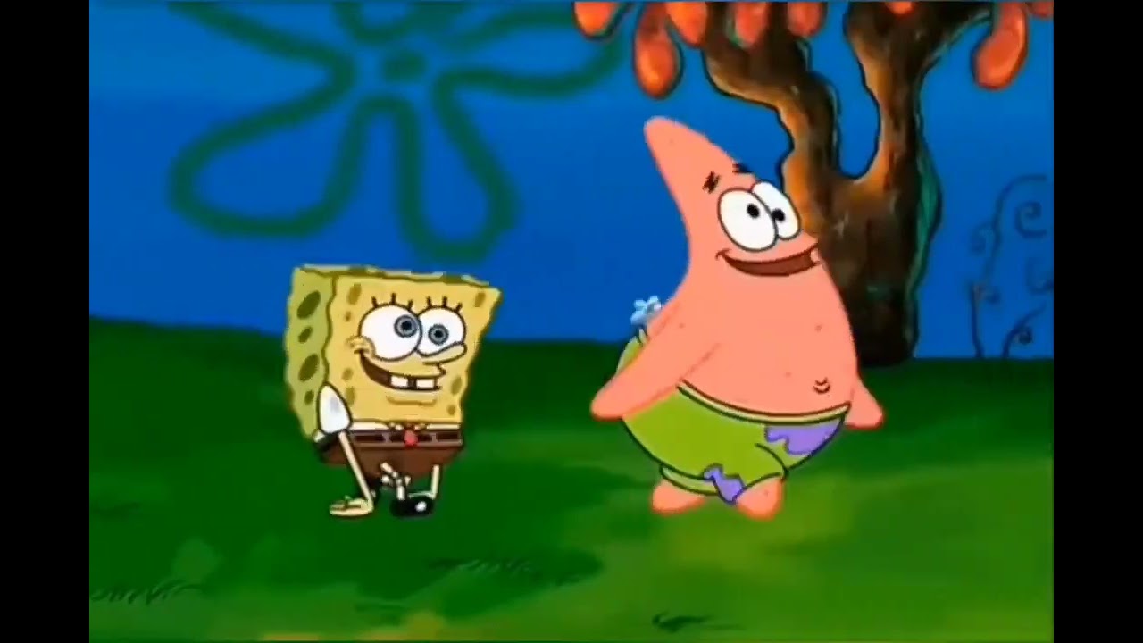 Spongebob doing the Quandale dingle Griddy.