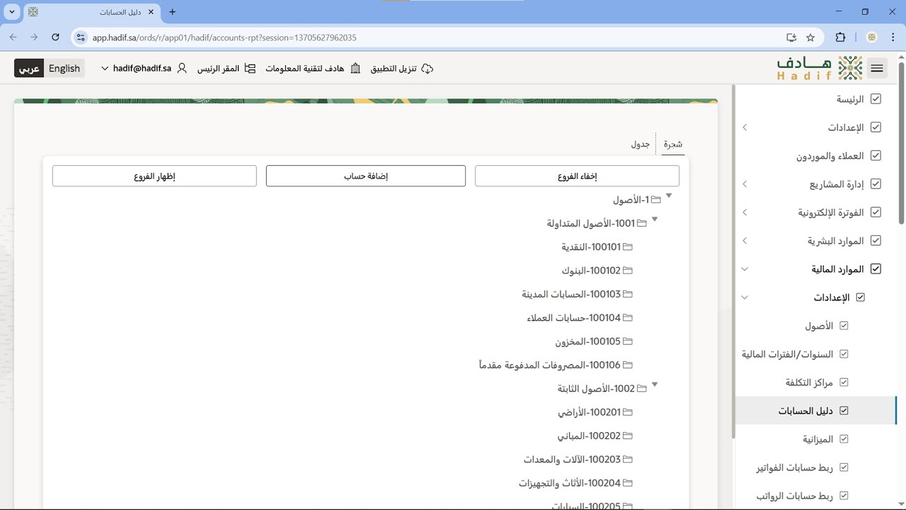 دليل الحسابات - هادف