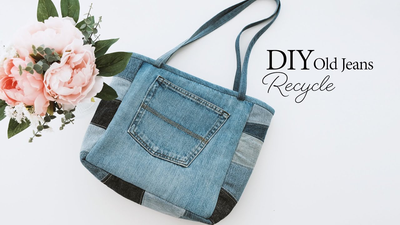 DIY Old Jeans Recycle Tote Bag | Sewing | Tutorial (239)