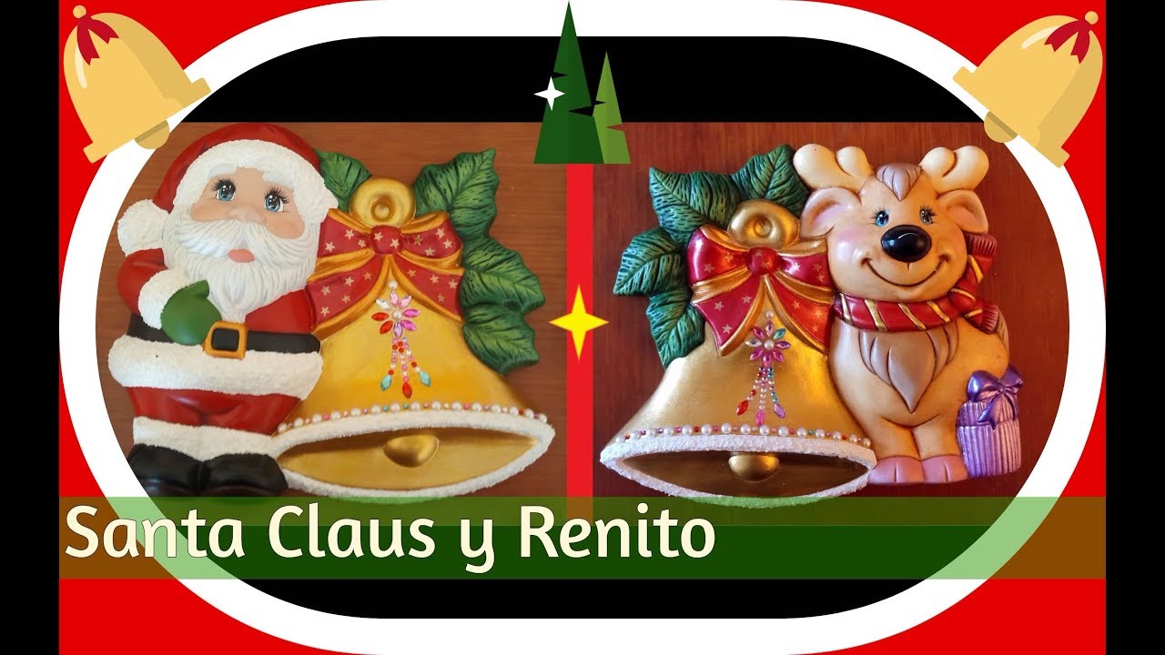Pinta cerámica: Santa Claus y Renito con Campana