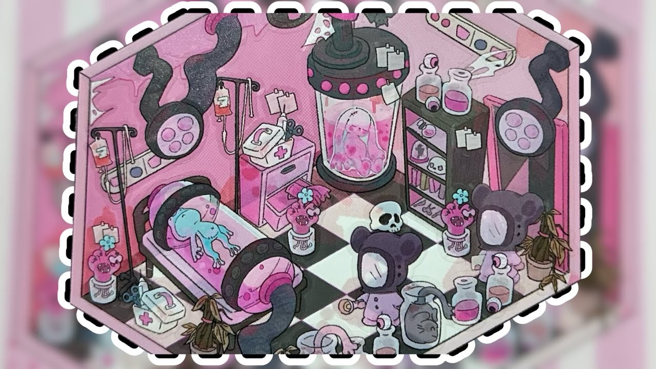 146- DIY Abandon Pinky Hospital 🏥 3D Sticker Stress Relief ASMR|Mooni Craft🌙