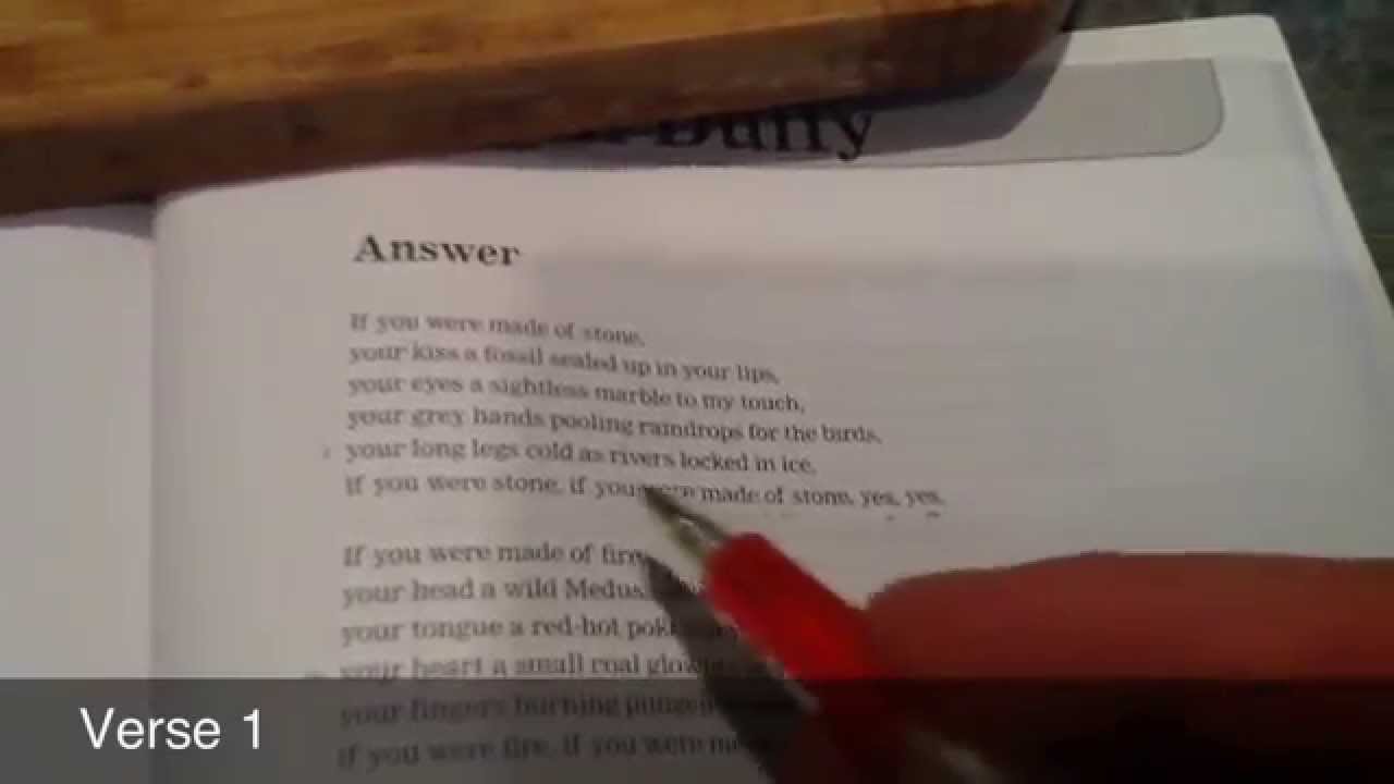 Complete analysis of Answer by Carol Ann Duffy