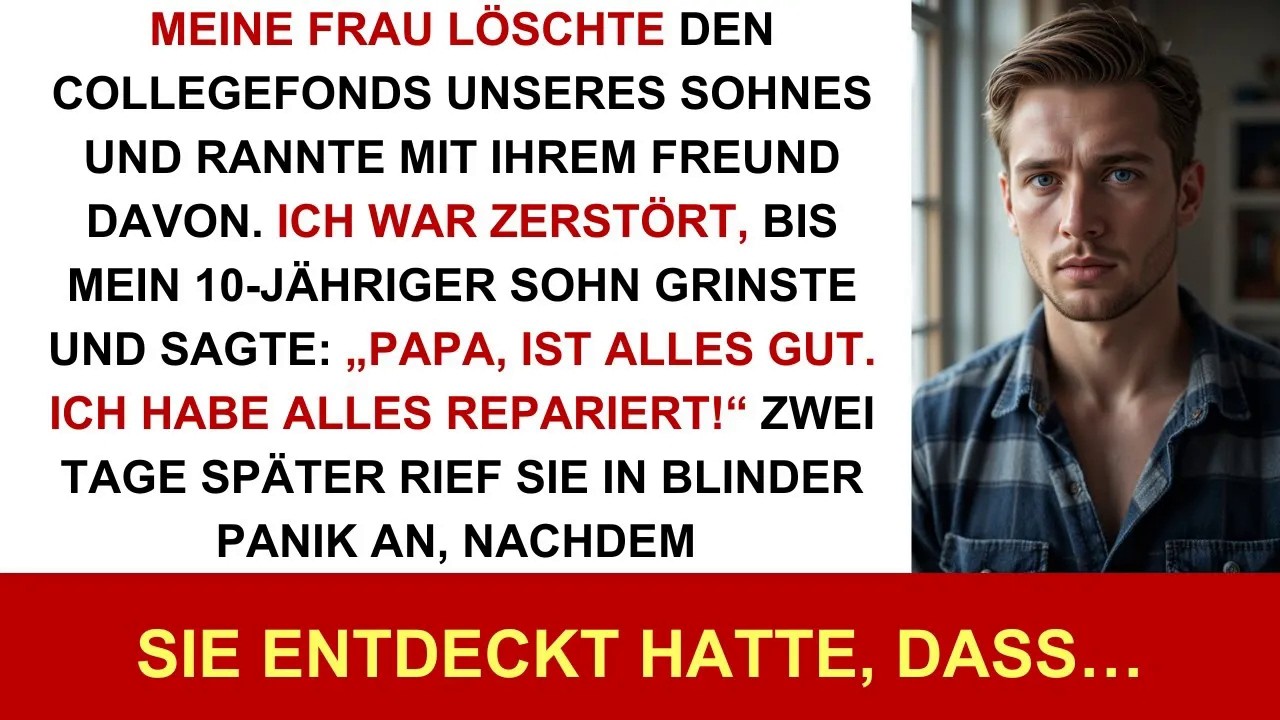 Meine Frau plünderte den Collegefonds unsres Sohnes, floh mit dem Lover – mein 10 Jähriger sagte