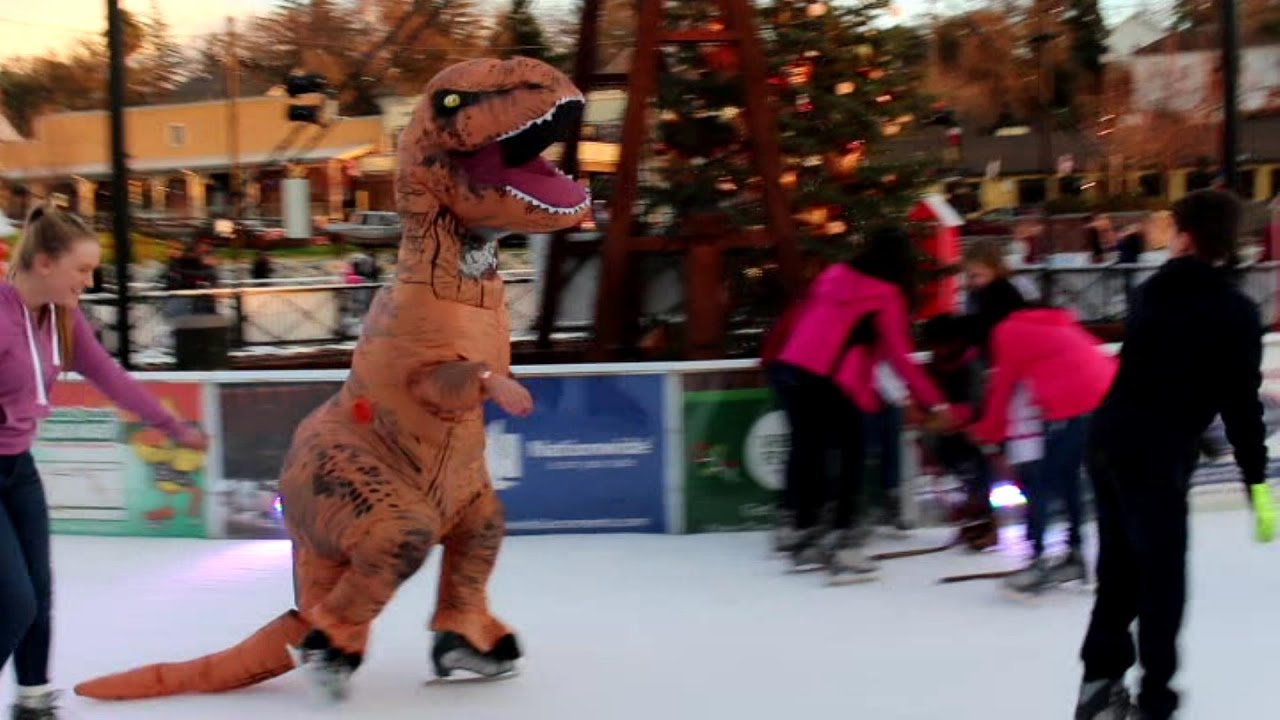T-REX ICE SKATING!! Prank! **hilarious!**