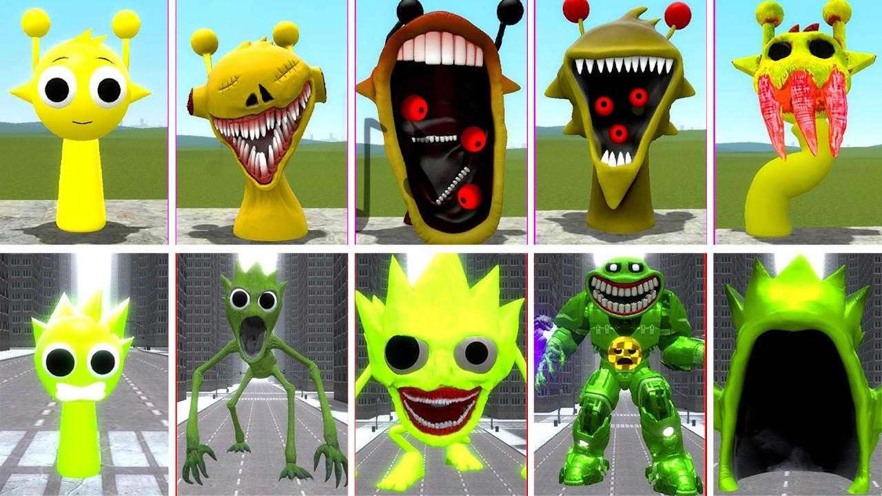 ALL SPRUNKI SIMON VS LME FAMILY FULL SIZE EVOLUTION WHO IS BIGGEST IN GARRY'S MOD!