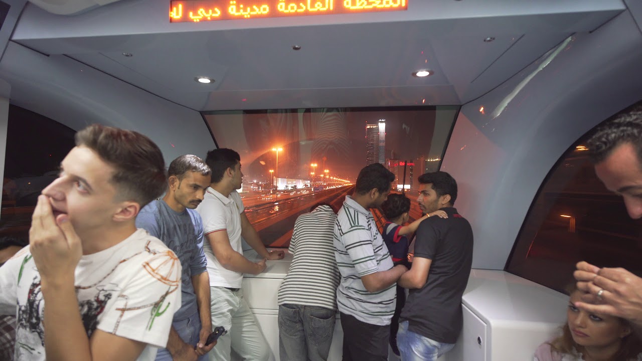 United Arab Emirates, Dubai, Metro night ride from First Abu Dhabi Bank to Dubai Internet City