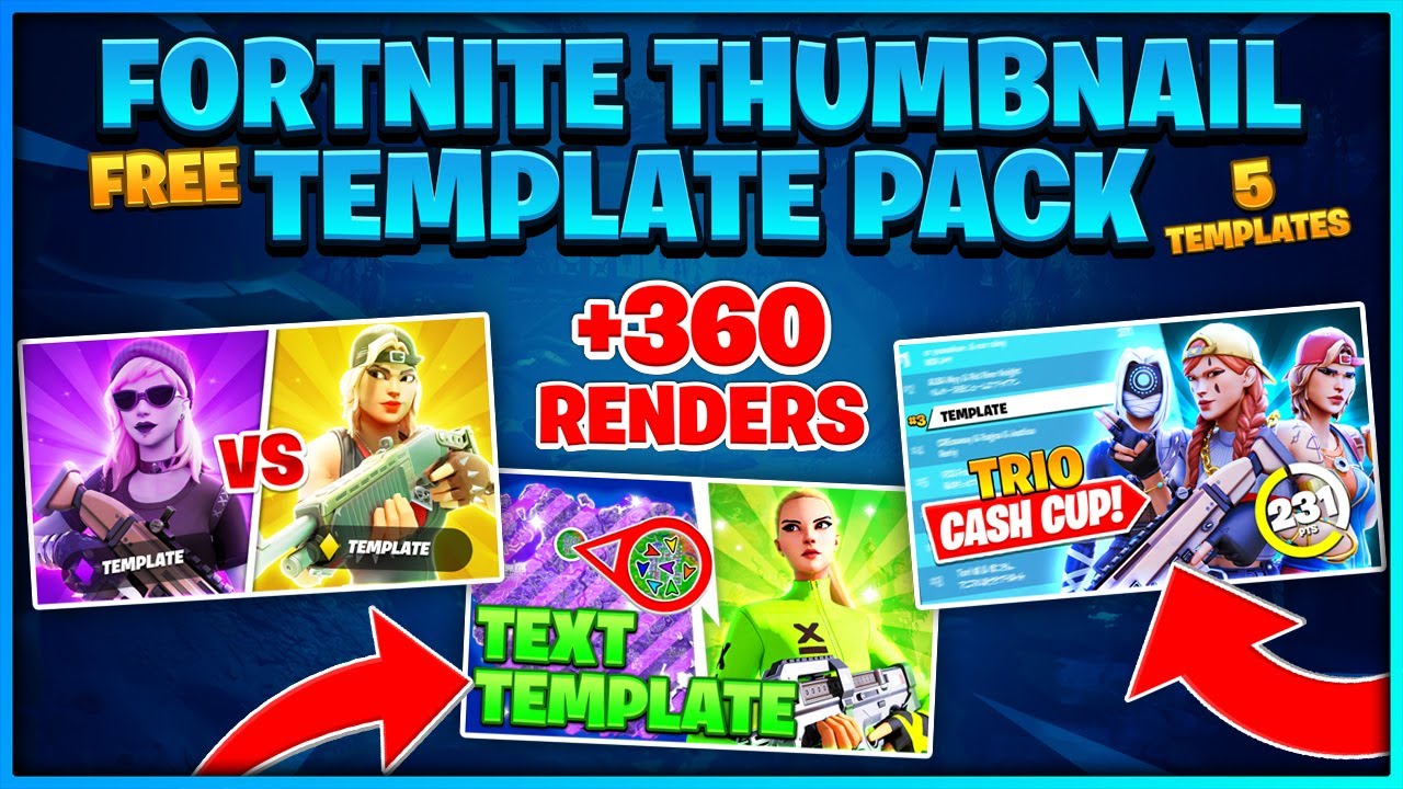 Free Fortnite Thumbnail Template Pack (+ 3D Render Pack) | FREE Photoshop Download