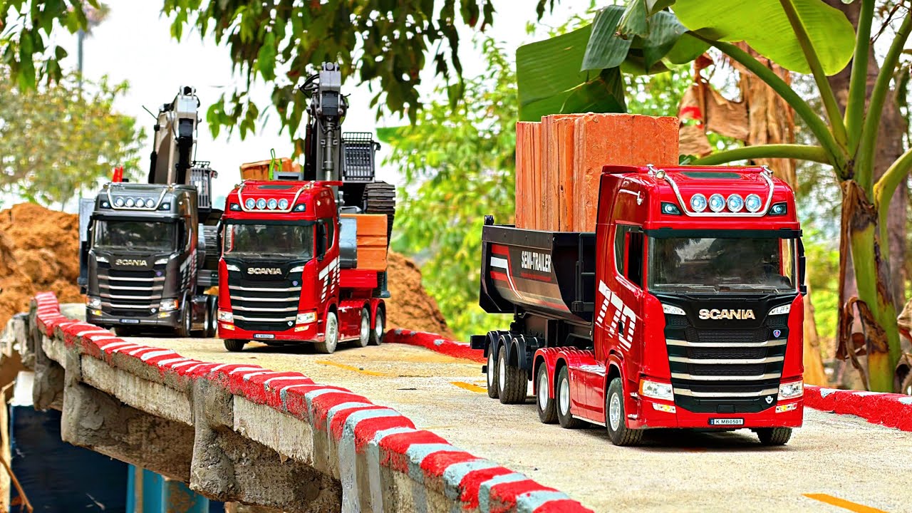 Machine RC POWER!! Excavator and Dump Trailer Scania 770 Action Transportation Dump Truck