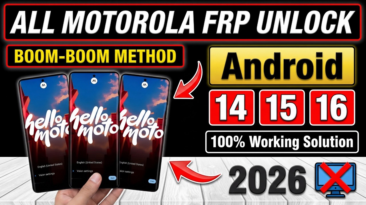 Boom Boom Method! Motorola FRP Bypass Android 14/15/16 Latest Patch 2026 100% Working No PC Easy 🔥