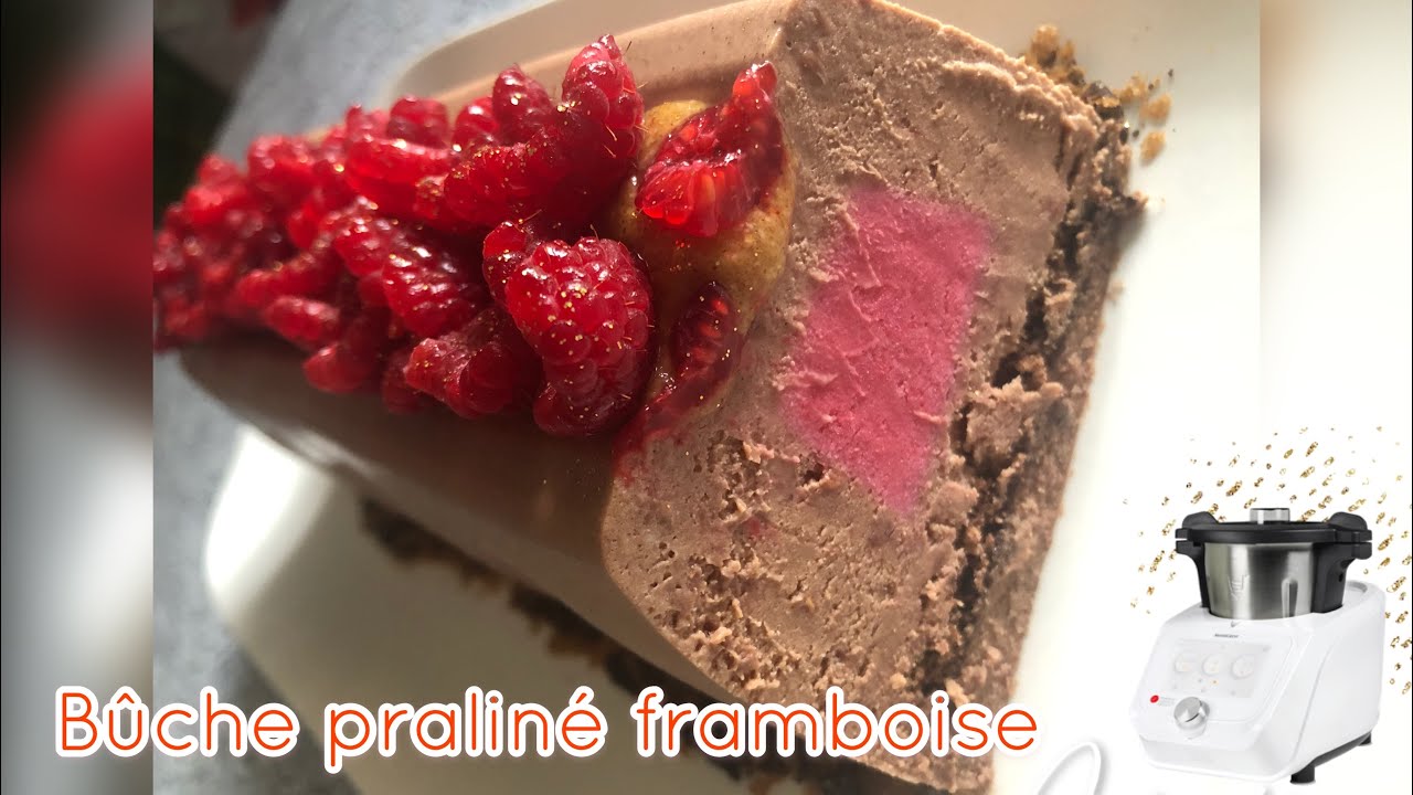 Bûche praliné insert framboise entièrement au monsieur cuisine connect